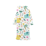 Cute elephants palm tree flower butterfly pattern Blanket Robe with Sleeves