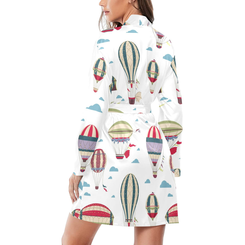 Hot air balloon pattern Women's Long Sleeve Belted Night Robe