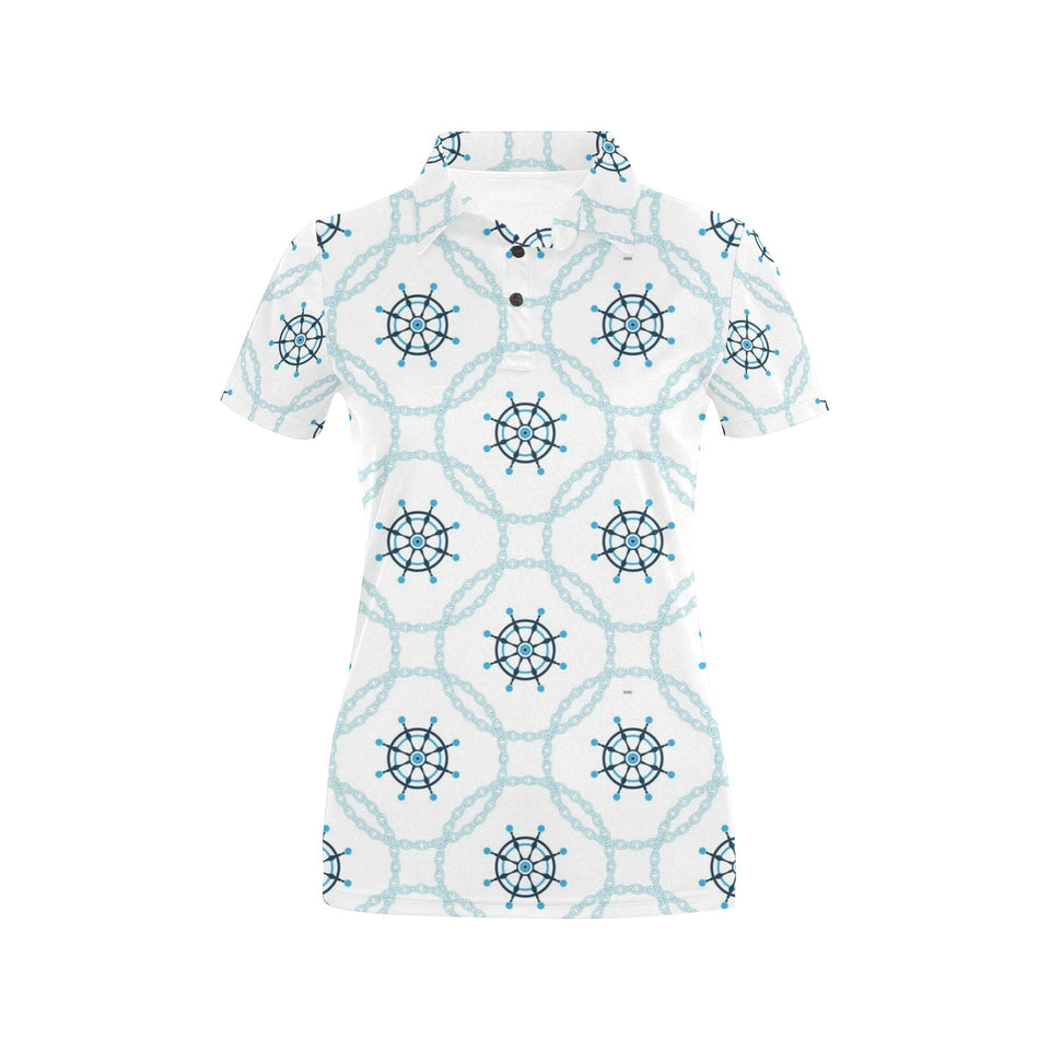 nautical steering wheel chain Women's All Over Print Polo Shirt