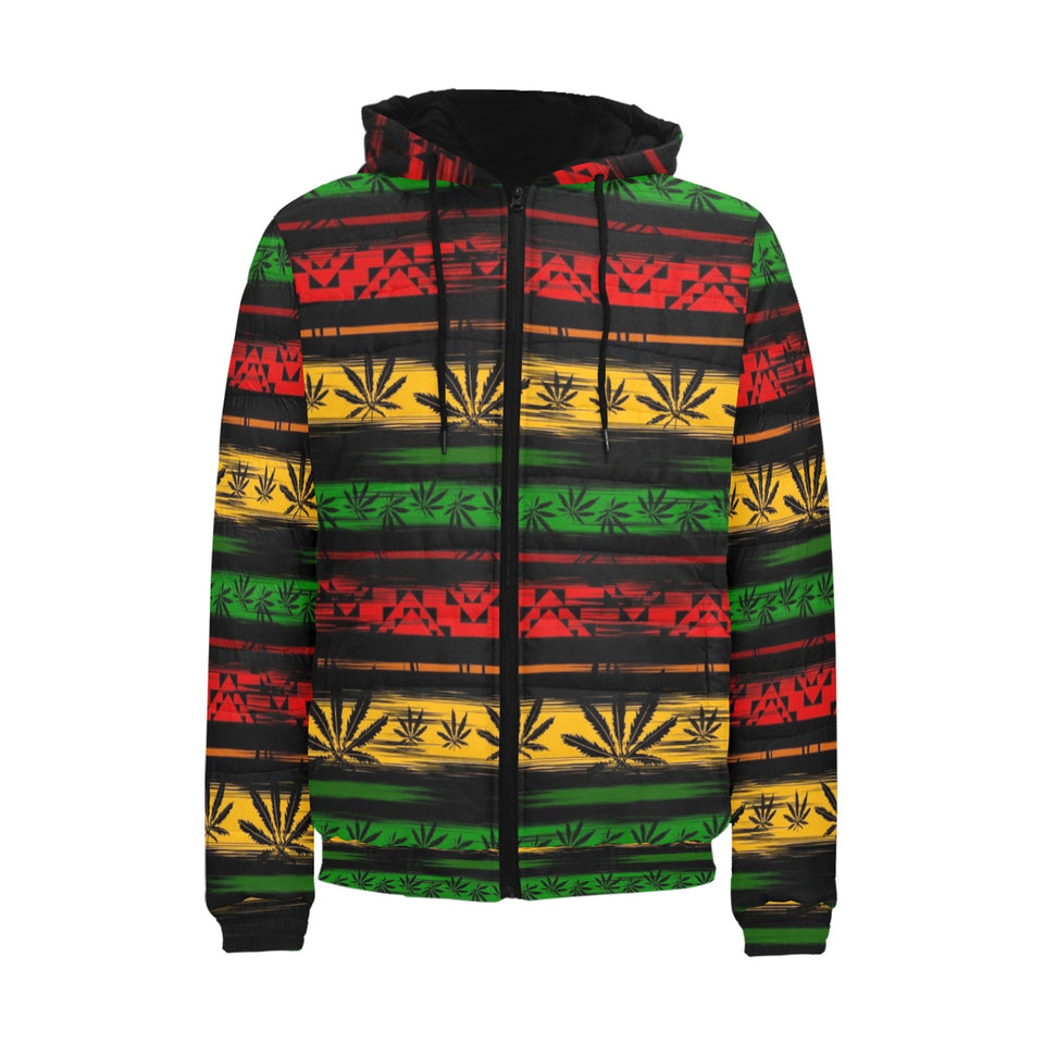 Canabis Marijuana Weed Pattern Print Design 04 Men's Padded Hooded Jacket