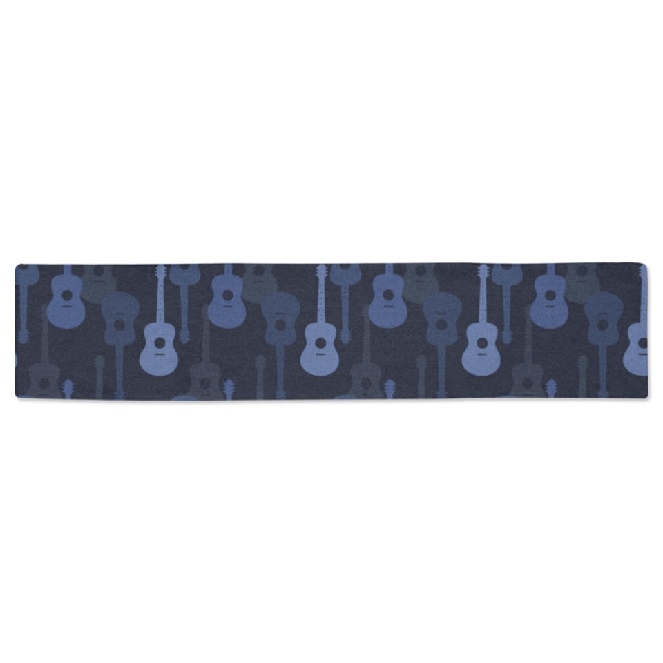 Blue Theme guitar pattern Table Runner