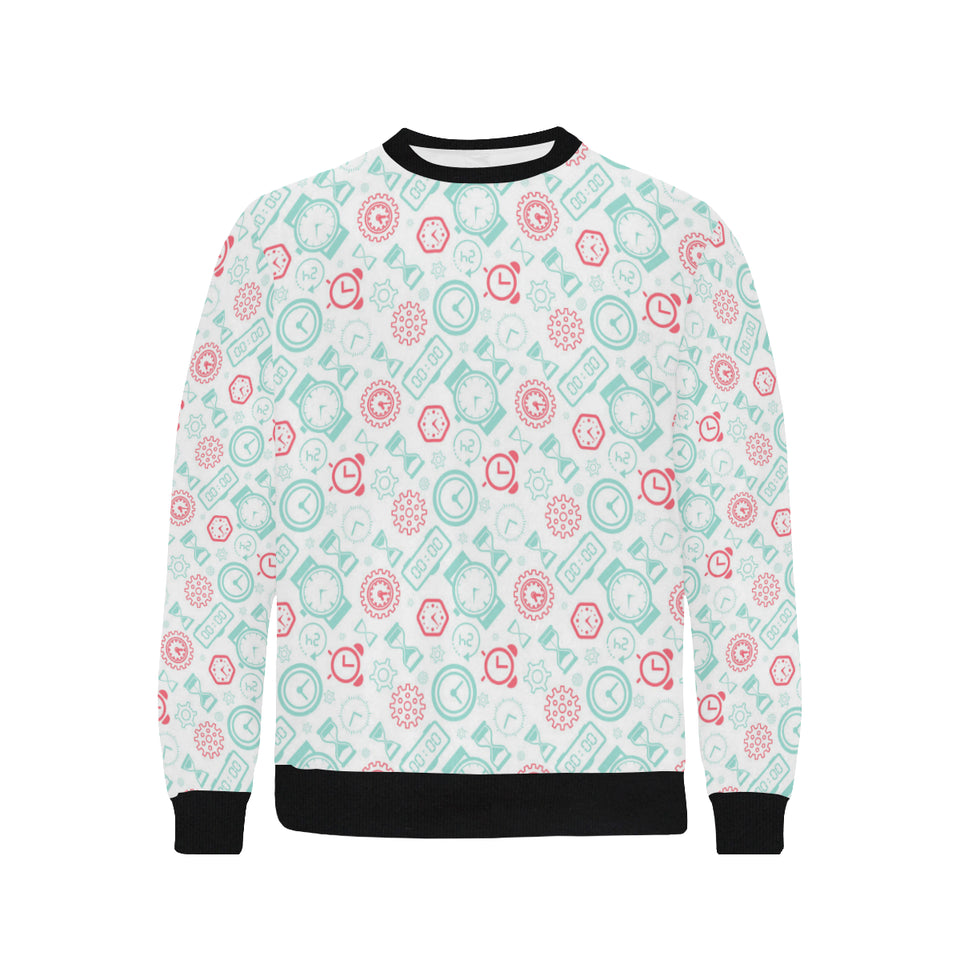 Clock time pattern blackground Men's Crew Neck Sweatshirt