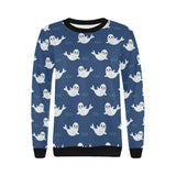 Cute white baby sea lion seal pattern Women's Crew Neck Sweatshirt