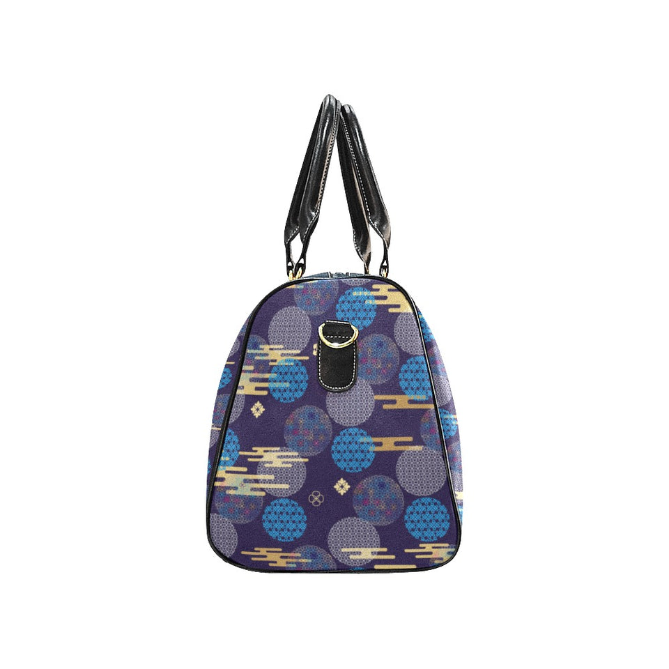 Blue japanese pattern cloud wave flower Travel Bag