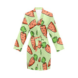 Carrot Pattern Print Design 05 Women's Long Sleeve Belted Night Robe