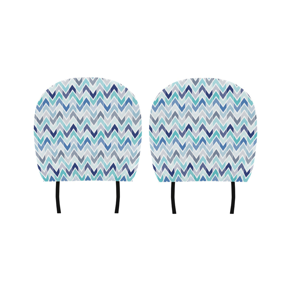 zigzag chevron blue pattern Car Headrest Cover