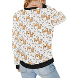 Cute corgi heart star bone pattern Women's Crew Neck Sweatshirt