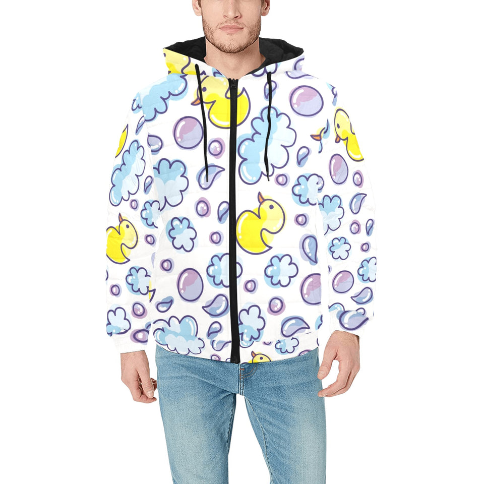 Duck Pattern Print Design 01 Men's Padded Hooded Jacket