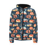 Camper Van Pattern Print Design 05 Men's Padded Hooded Jacket