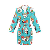 Cute sushi pattern Women's Long Sleeve Belted Night Robe