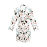 cute mermaid pattern Women's Long Sleeve Belted Night Robe