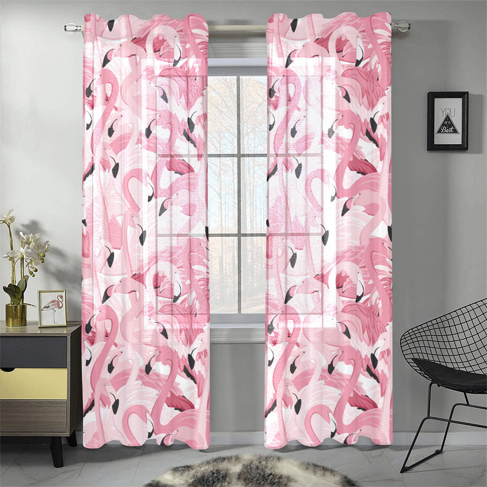 Pink flamingos pattern background Gauze Curtain