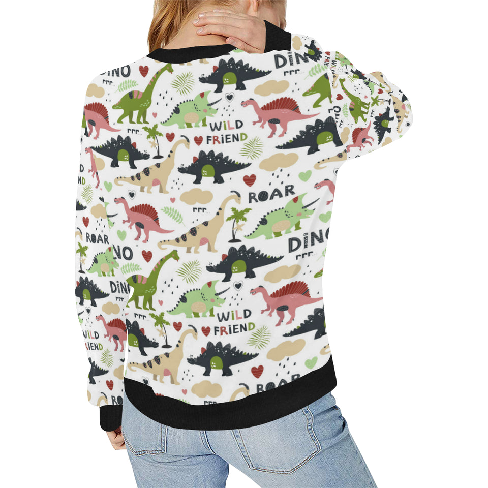 Cute dinosaurs pattern Women's Crew Neck Sweatshirt