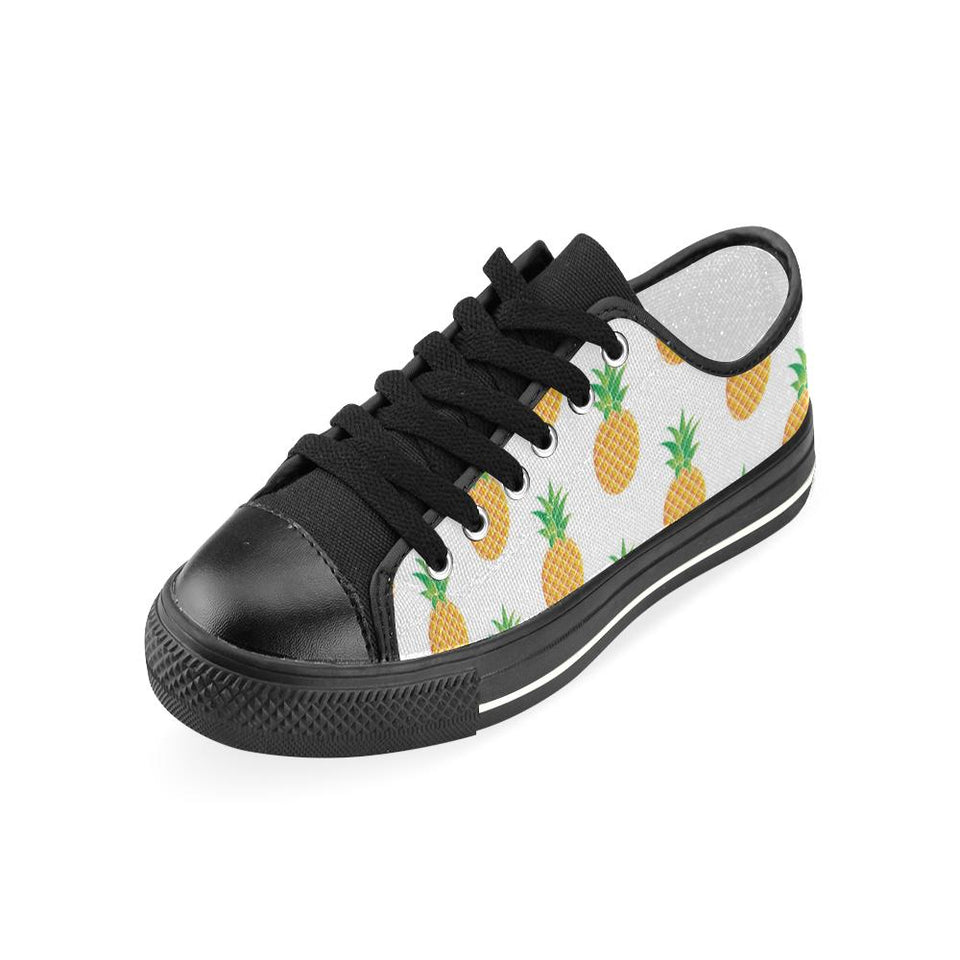 Pineapples pattern Kids' Boys' Girls' Low Top Canvas Shoes Black