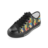 Colorful parrot flower pattern Kids' Boys' Girls' Low Top Canvas Shoes Black