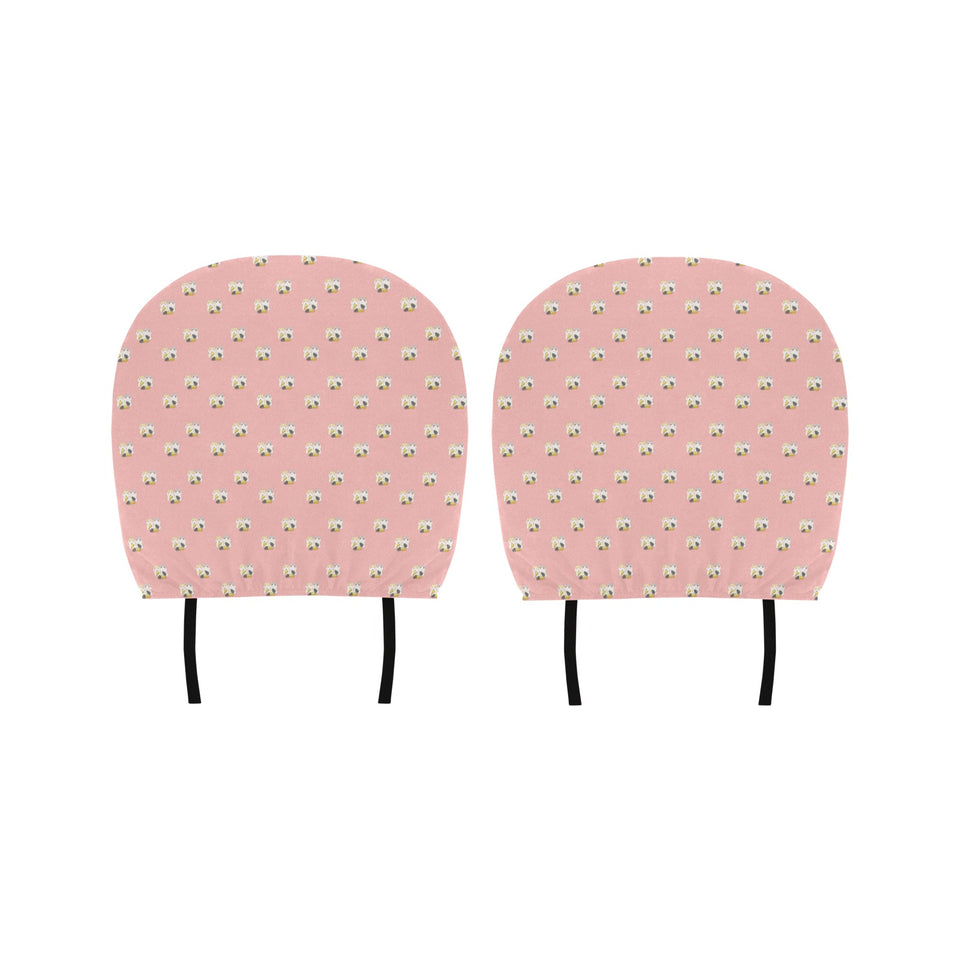 Cute hamster cheese pattern pink background Car Headrest Cover