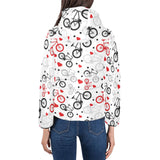 Bicycle Pattern Print Design 04 Women's Padded Hooded Jacket