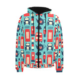 British Pattern Print Design 04 Men's Padded Hooded Jacket