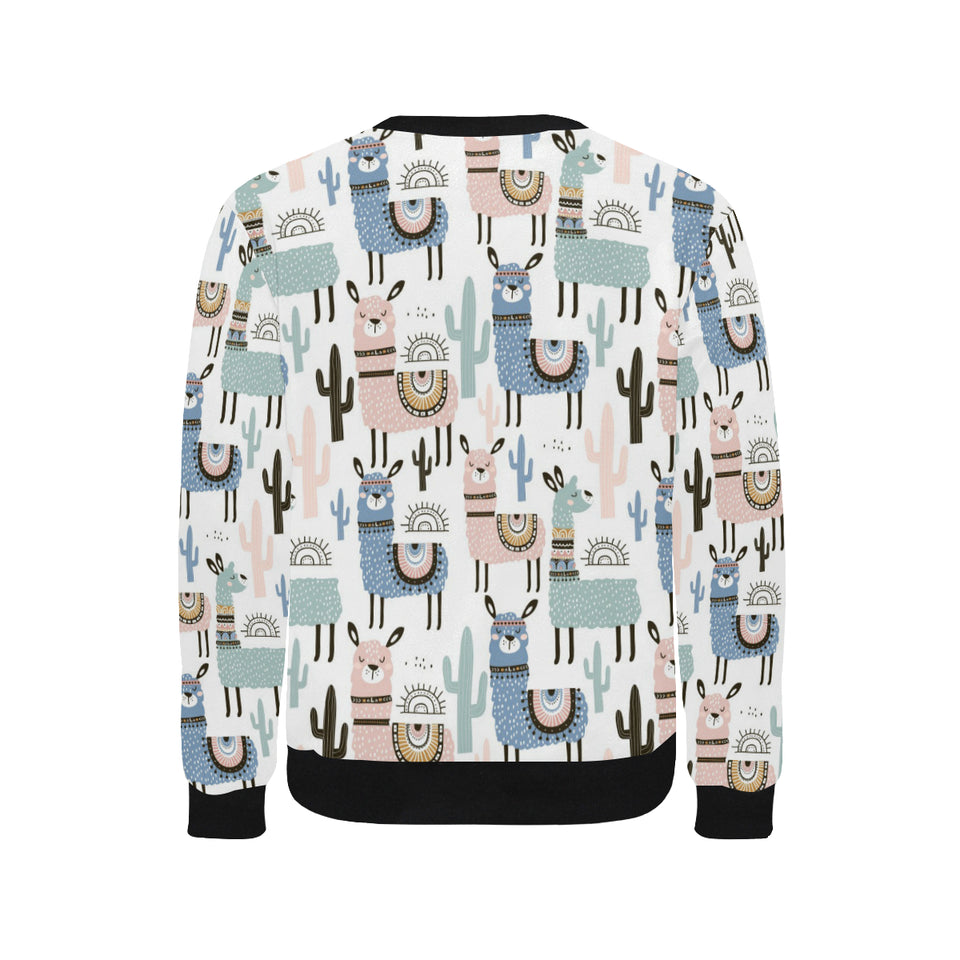 lama Alpaca cactus hand drawn pattern Men's Crew Neck Sweatshirt