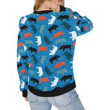 Colorful rhino pattern Women's Crew Neck Sweatshirt