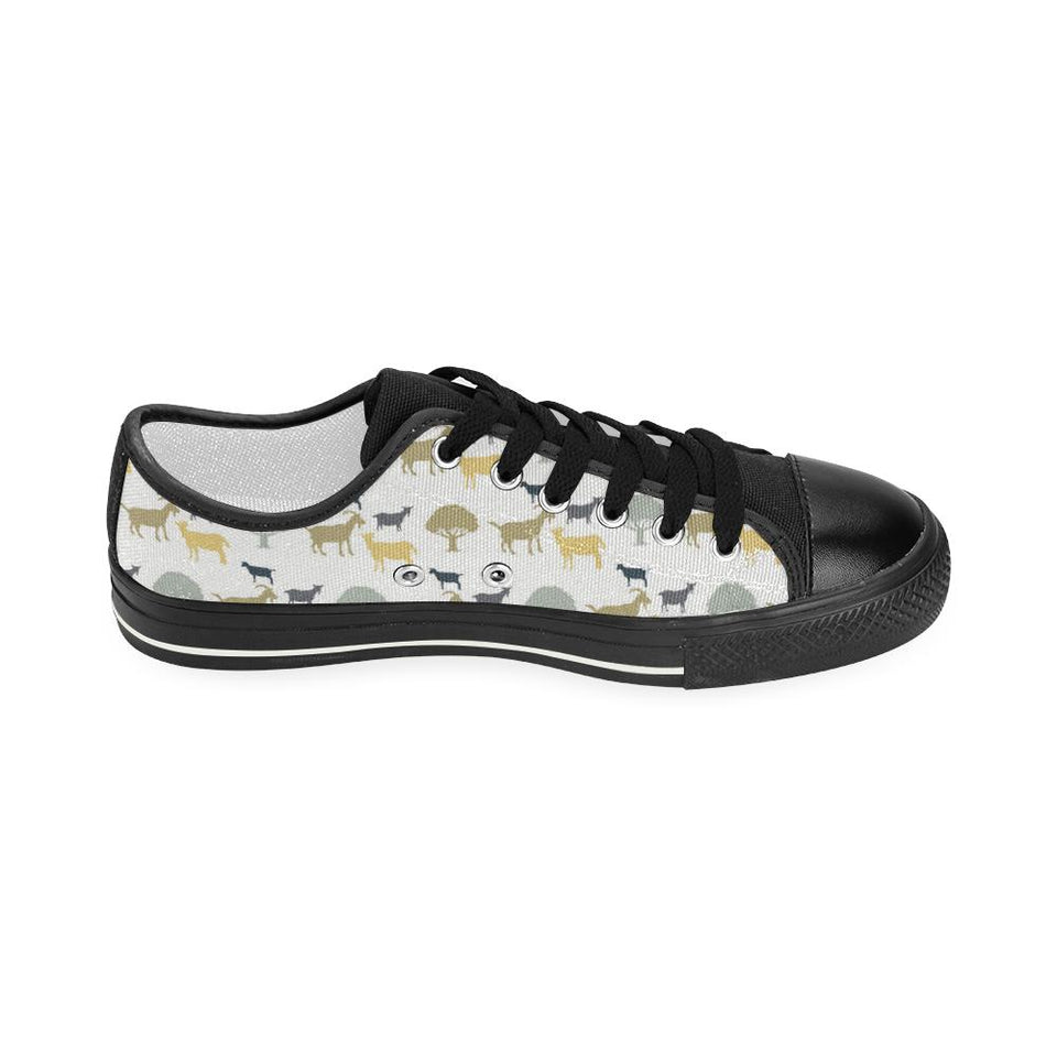 Silhouettes of goat and tree pattern Kids' Boys' Girls' Low Top Canvas Shoes Black