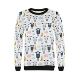 Cute sleeping sheep moon cloud pattern Women's Crew Neck Sweatshirt