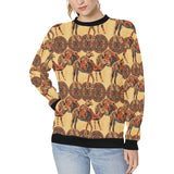 Camel polynesian tribal design pattern Women's Crew Neck Sweatshirt