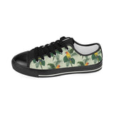 Beautiful parrot palm leaves pattern Kids' Boys' Girls' Low Top Canvas Shoes Black