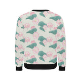Pink lotus waterlily leaves pattern Men's Crew Neck Sweatshirt
