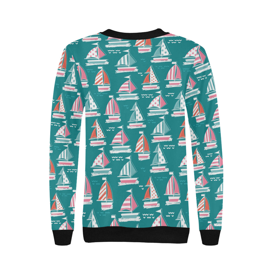 Cute sailboat pattern Women's Crew Neck Sweatshirt