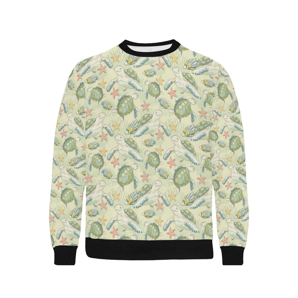 Hand drawn sea turtle fish pattern Men's Crew Neck Sweatshirt