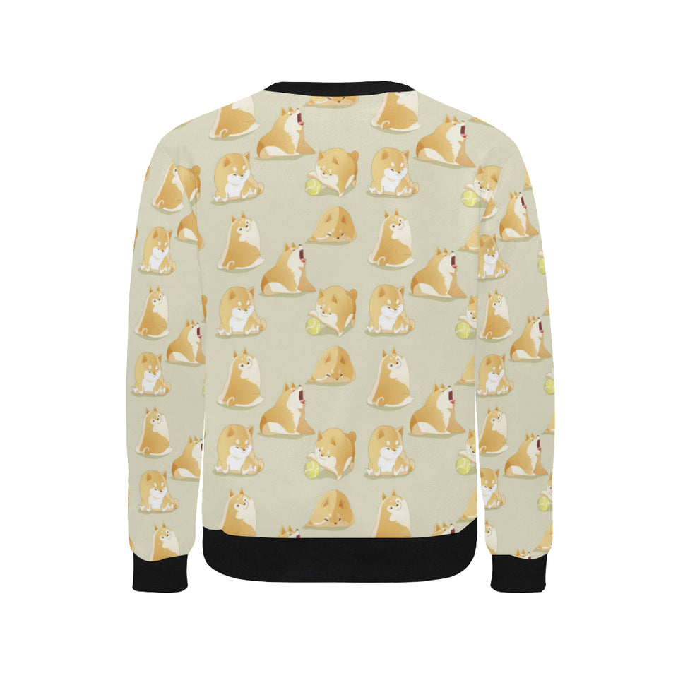 Cute fat shiba inu dog pattern Men's Crew Neck Sweatshirt