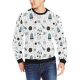 Hand drawn space elements space rocket star planet Men's Crew Neck Sweatshirt