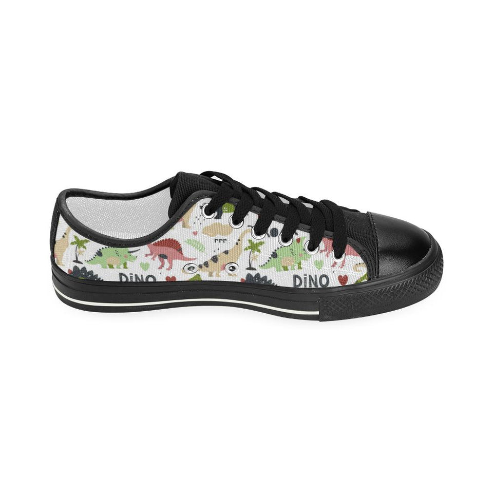 Cute dinosaurs pattern Kids' Boys' Girls' Low Top Canvas Shoes Black
