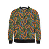 Colorful papaya tropical leaves Men's Crew Neck Sweatshirt