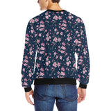 Pink sakura cherry blossom blue background Men's Crew Neck Sweatshirt