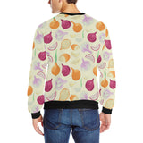 Onion garlic white red pattern Men's Crew Neck Sweatshirt