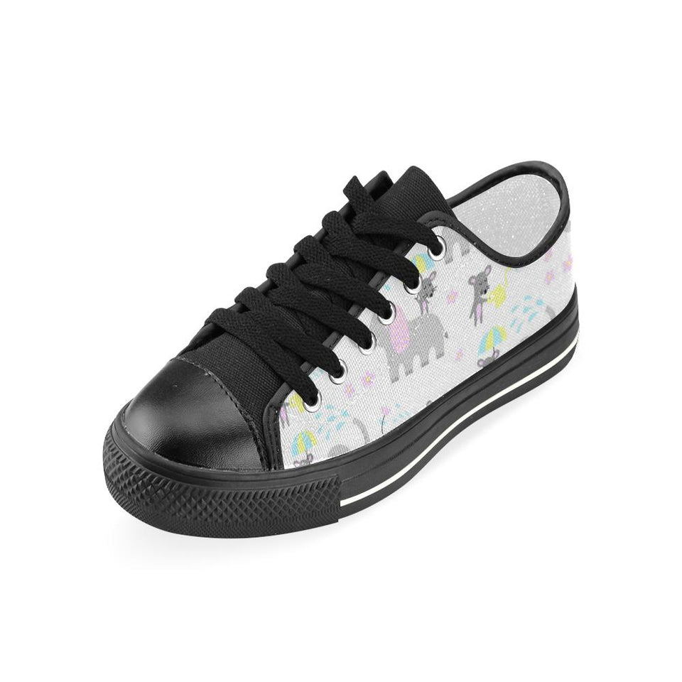 Cute elephant mouse pattern Kids' Boys' Girls' Low Top Canvas Shoes Black