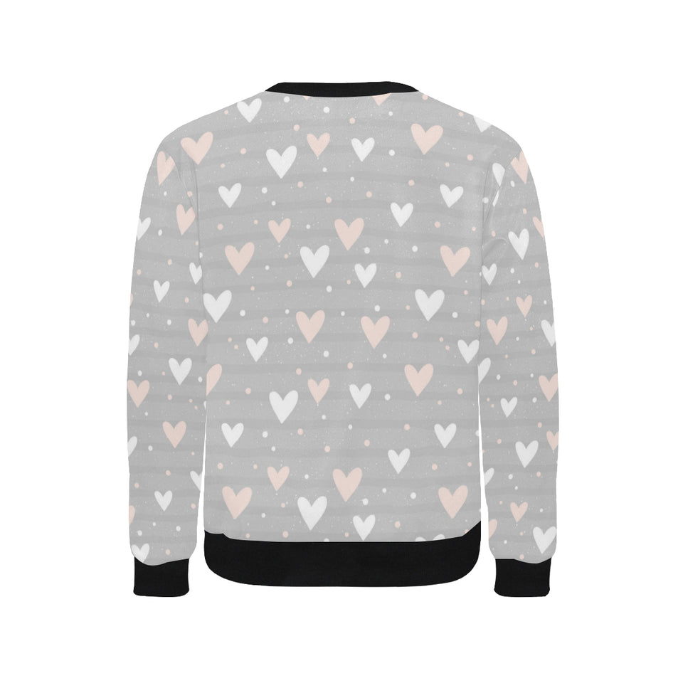 Heart pattern gray background Men's Crew Neck Sweatshirt
