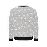 Heart pattern gray background Men's Crew Neck Sweatshirt