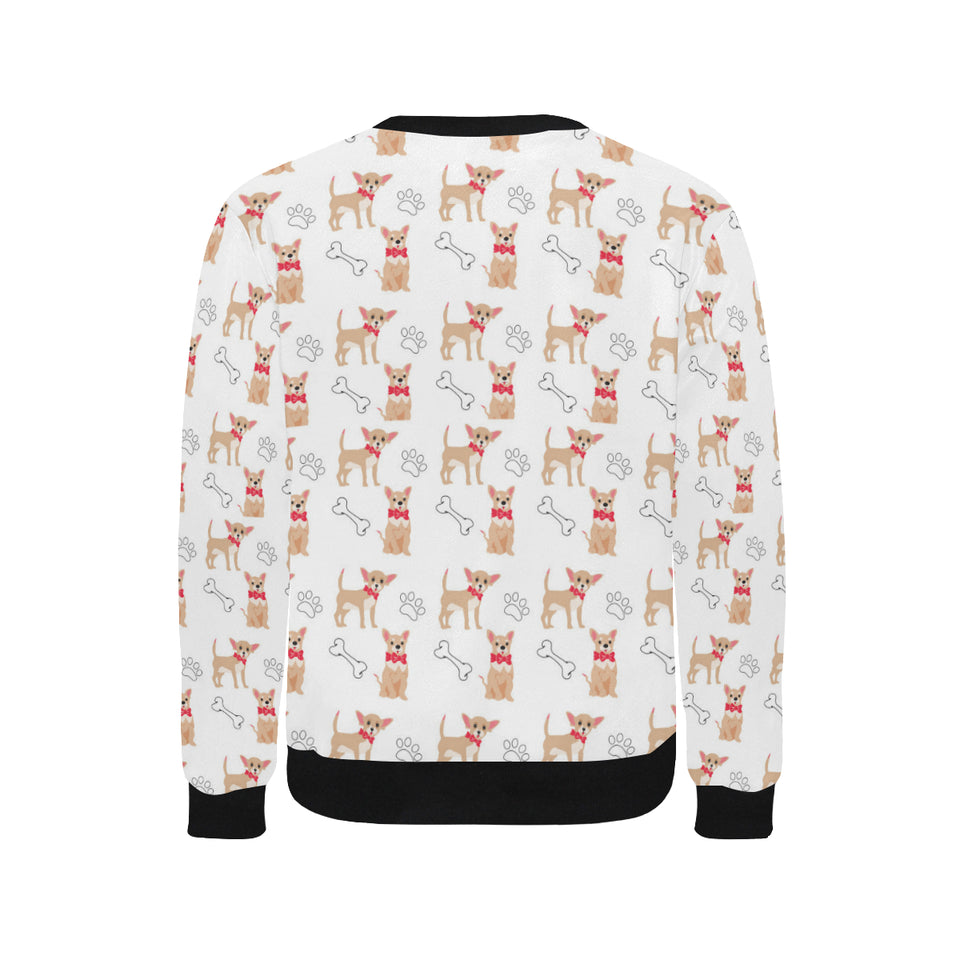 Chihuahua bone paw pattern Men's Crew Neck Sweatshirt