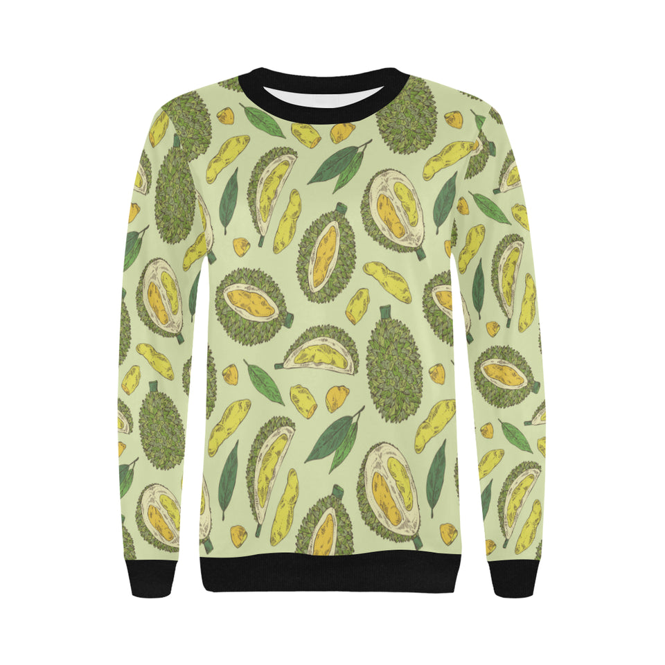 Durian leaves pattern background Women's Crew Neck Sweatshirt