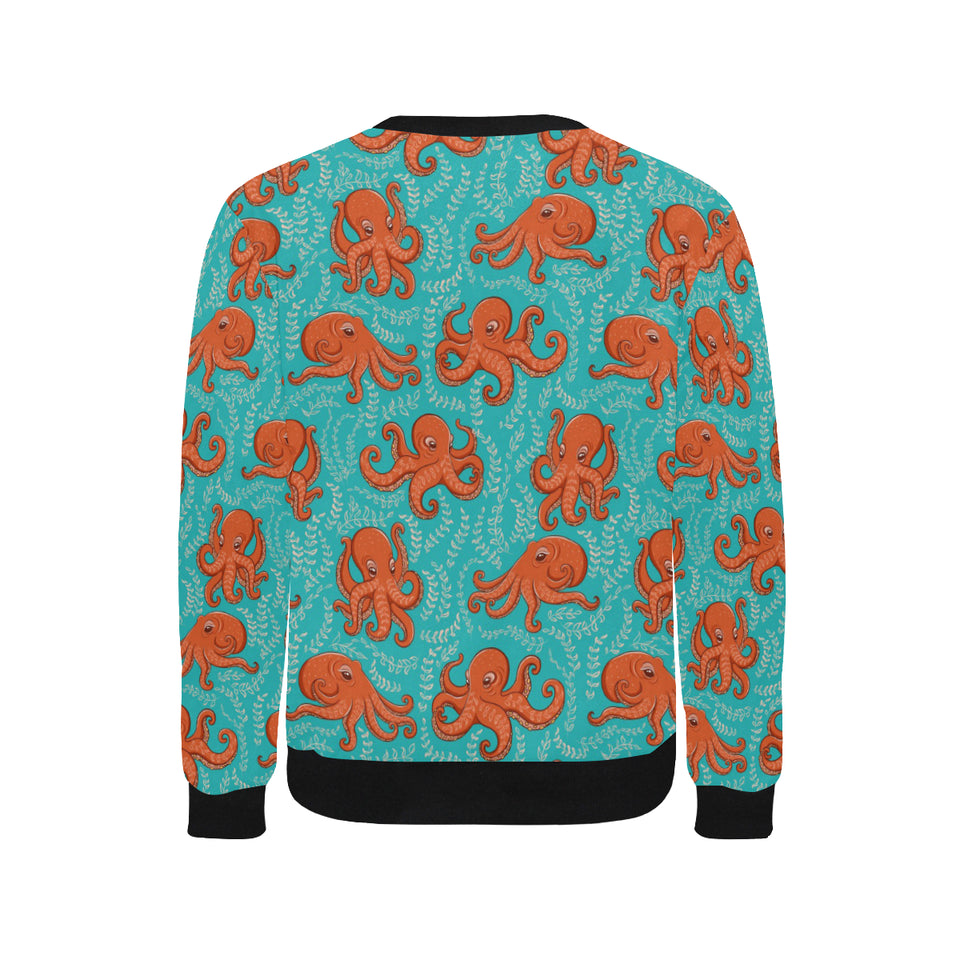 Octopus turquoise background Men's Crew Neck Sweatshirt