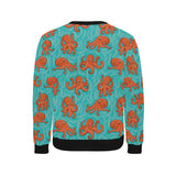 Octopus turquoise background Men's Crew Neck Sweatshirt