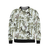 Monkey sloth lemur palm trees pattern Men's Crew Neck Sweatshirt