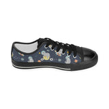 Cute sloth astronaut star planet rocket pattern Kids' Boys' Girls' Low Top Canvas Shoes Black