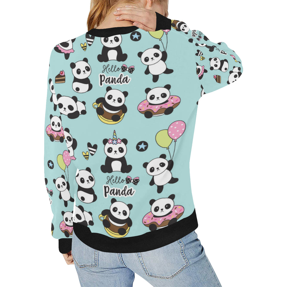 Cute baby panda pattern Women's Crew Neck Sweatshirt