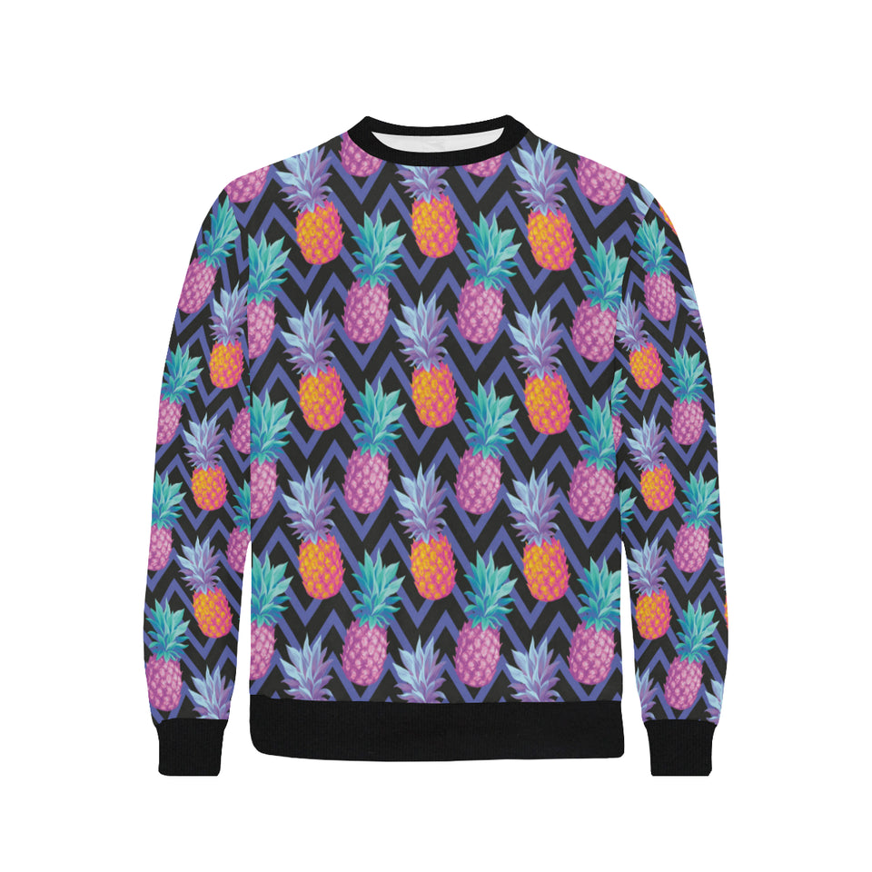 Pineapples pattern zigzag background Men's Crew Neck Sweatshirt