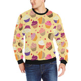 cake cupcake heart cherry pattern Men's Crew Neck Sweatshirt