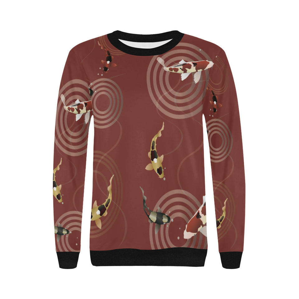 Fancy Carp red background Women's Crew Neck Sweatshirt